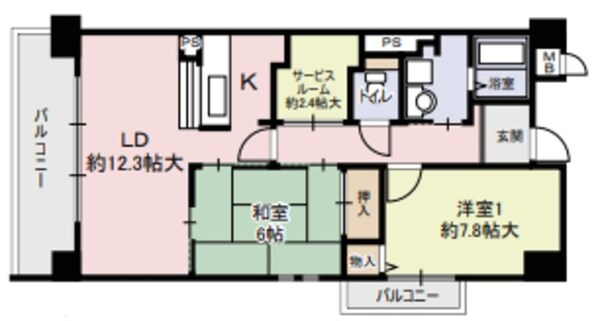 新加美駅 徒歩5分 1階の物件間取画像